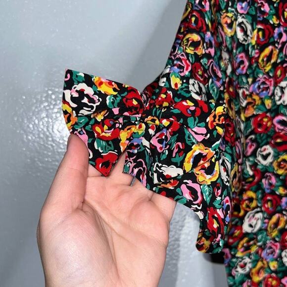 Outline Debora Kuchme Vintage Micro Floral Midi Dress Size 6 Red, Green, Black - Picture 3 of 12